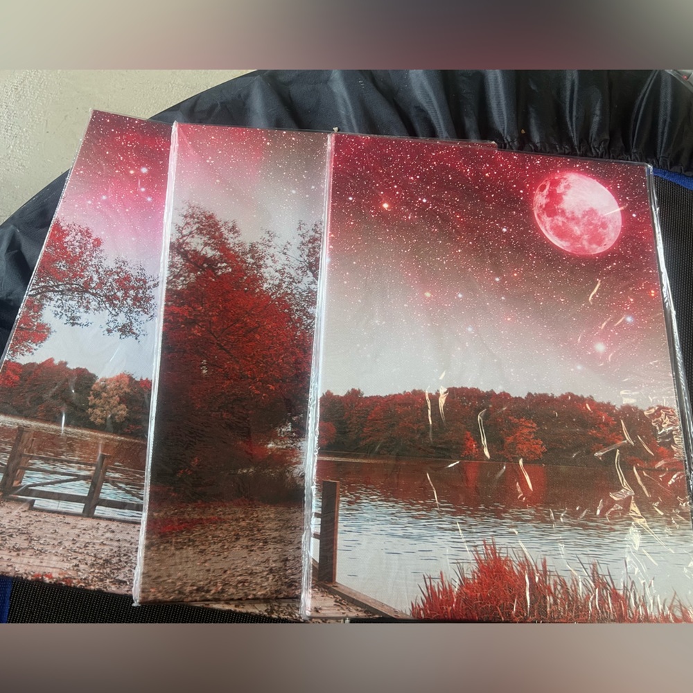 Mountain Landscape Abstract Painting Canvas Wall Art. 
Size 12x16inches*3pcs - Picture 7 of 8